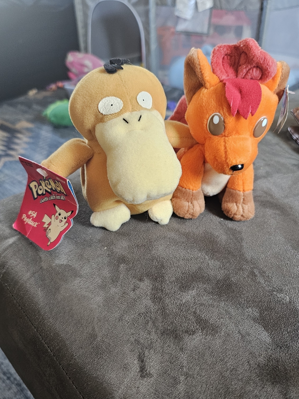 Vintage 1998 Hasbro Psyduck & KFC Vulpix Beanie Plush Lot